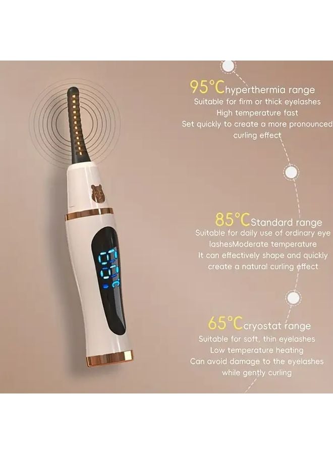 Red Lexihan USB Rechargeable Heated Eyelash Curler 3 Temperature Settings Long Lasting Curl - Image 3